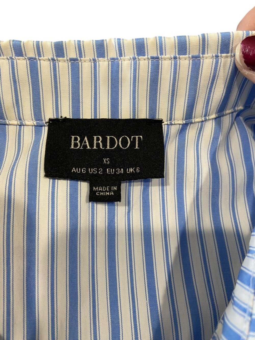 Bardot Cut Out Striped Maxi Dress Blue Size XS Coastal Preppy Cottagecore Summer - Picture 3 of 15